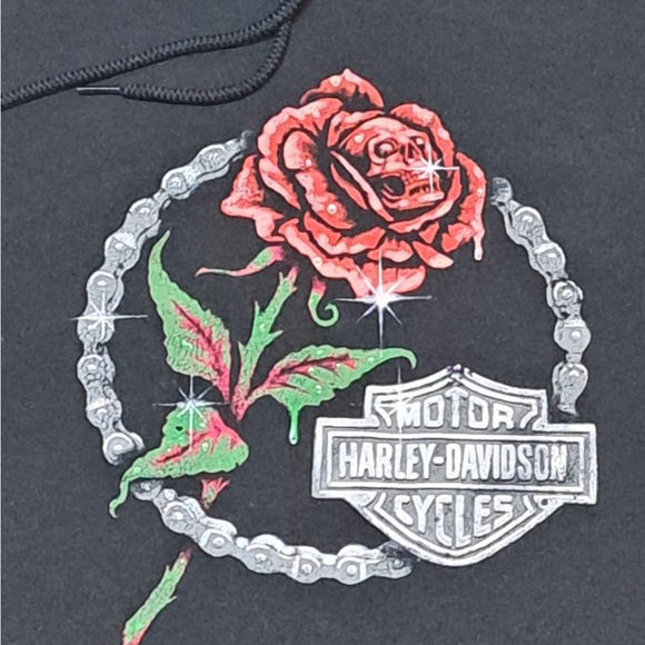 Harley-Davidson "Skull in the Rose" Hoodie - Women's size LARGE - Picture 5 of 10